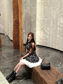 Vogsion Shushu Renaissance Stiff Wool-Lace Coquette Dress