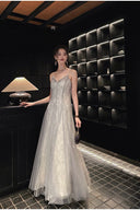 Vogsion Mara Maxi Dress in Silver Shimmer Lace – Floor Length Formal Evening Gown 2026 – Real Customer Photo