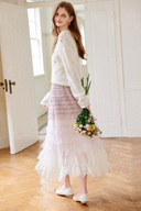 VOGSION Elowenne Ombré Tiered Tulle Maxi Skirt