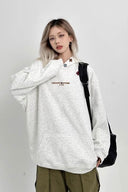 Vogsion Vintage Cross Embroidery Oversized Cotton Hoodie