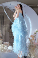 Vogsion Light Blue Fairycore 3D Floral Appliqué Tulle Fairy Princess Dress – Ethereal Sky Blue 3D Appliqué Flowers Fairycore Gown worn by real customer