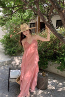 Vogsion Sunset Breeze Ruffle Chiffon Maxi Dress