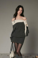 Vogsion Reverie Off-Shoulder Ribbed Knit Dress