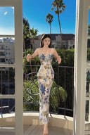 Vogsion 2026 Strapless 3D Floral Embroidered Mermaid Prom Dress Nude Blue Green Sequin Appliqué – real customer photo not professional model on balcony with palm trees global fast shipping