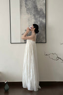 Elegant petite vacation maxi dress with lightweight lined fabric