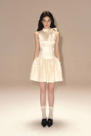 Ivory Satin Bow Mini Dress – Elegant Birthday, Cocktail & Party Outfit