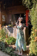 Ethereal Watercolor Ruffle Maxi Dress