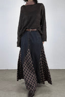Vogsion Rustic Harmony Patchwork Denim Maxi Skirt
