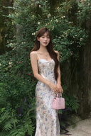 Vogsion Whispering Bloom Satin Corset Maxi Dress
