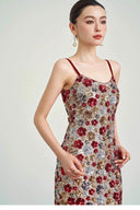 VOGSION “La Rosée Dorée” Sequin Floral Gown — Handcrafted Beaded Rose Slip Dress for Evening & Holiday Parties