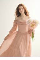 VOGSION “Fairy Whisper” Chiffon Off-Shoulder Dress