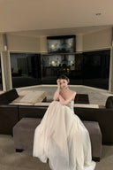 Vogsion Coquette Toile Corset Maxi Dress – real customer photo, seated pose with flowing tulle skirt
