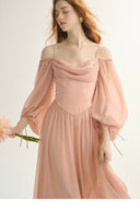 VOGSION “Fairy Whisper” Chiffon Off-Shoulder Dress