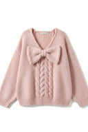 Vogsion Cozy Pink Bow Knit Sweater