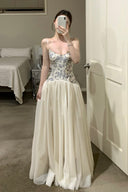 Vogsion cinched waist toile corset gown – real customer photo, side angle highlighting waist shaping and skirt volume
