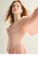 VOGSION “Fairy Whisper” Chiffon Off-Shoulder Dress