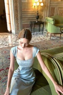 Vogsion Luxury Baby Blue Beaded Bodice Satin Prom Dress