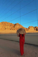 VOGSION “Desert Muse” Scarlet Chiffon Gown