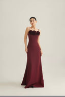 Vogsion “Crimson Bloom” Velvet Evening Gown – Holiday Party Dress