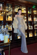 Vogsion Midnight Lumière Hotfix Backless Maxi Gown silver open back floor length evening dress with hotfix shimmer