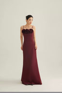 Vogsion “Crimson Bloom” Velvet Evening Gown – Holiday Party Dress