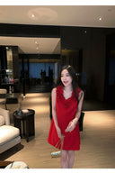Vogsion “Roselle Glow” Holiday Mini Dress – Scarlet Bloom Edition