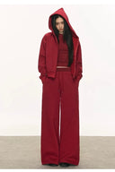 VOGSION Burgundy Red Ease Cotton Lounge Set