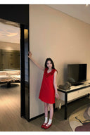 Vogsion “Roselle Glow” Holiday Mini Dress – Scarlet Bloom Edition