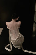 Vogsion® Elara Silk Satin Mermaid Gown – Illusion Lace & Open Back Radiance