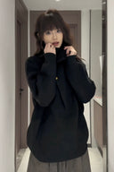 Vogsion Irregular Button High-Neck Knit