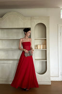 VOGSION “Rouge Élégance” Smocked Waist Prom Gown