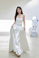 Vogsion "Aurelia" Luxe Heavyweight Satin Basque Waist Bridal Gown | Sculpted Internal Corset Wedding Dress