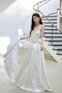 Vogsion "Aurelia" Luxe Heavyweight Satin Basque Waist Bridal Gown | Sculpted Internal Corset Wedding Dress