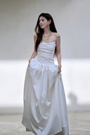 Vogsion "Aurelia" Luxe Heavyweight Satin Basque Waist Bridal Gown | Sculpted Internal Corset Wedding Dress