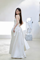 Vogsion "Aurelia" Luxe Heavyweight Satin Basque Waist Bridal Gown | Sculpted Internal Corset Wedding Dress