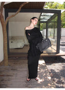 Eternal Noir Knit Sweater & Strapless Maxi Dress Set