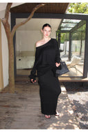 Eternal Noir Knit Sweater & Strapless Maxi Dress Set