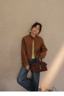 Vintage FauxSuede Cropped Jacket