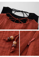 Vintage-Inspired Linen Blend Two-Piece Set – Sleeveless Top & Midi Skirt