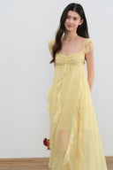 Sunlit Yellow Ruffle Summer Dress – Flowy Chiffon Maxi