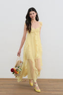 Sunlit Yellow Ruffle Summer Dress – Flowy Chiffon Maxi