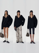 Pure Wool 2-Piece Knit Lounge Set – Halter Top, Oversized Cardigan and Knit Shorts | Minimalist Fall Winter Outfit for Women