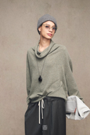 Luxury Cashmere Cowl Neck Sweater – Women’s Oversized Pullover Knitwear in Black, White, Grey & Olive Green | Winter Fall Daily Outfit Essential