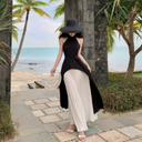 Vogsion “Eternal Contrast” Black & White Backless Evening Gown