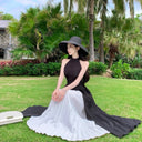 Vogsion “Eternal Contrast” Black & White Backless Evening Gown