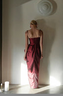 Vogsion “Rouge Muse” Draped Satin Slit Dress – Christmas Night Edition