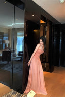 Vogsion “Rosée du Soir” Satin Bustier Gown – Blush Pink Holiday Evening Dress