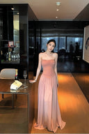 Vogsion “Rosée du Soir” Satin Bustier Gown – Blush Pink Holiday Evening Dress