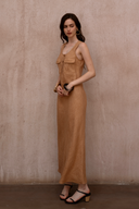 Vacation-ready brown button front dress for women
