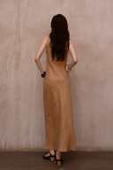 Back view of long linen look summer dress